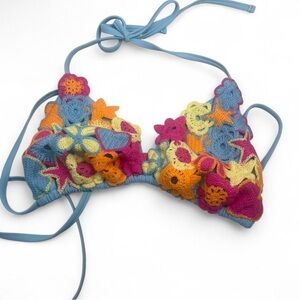Patricia Field Multicolor Crochet Bikini Top